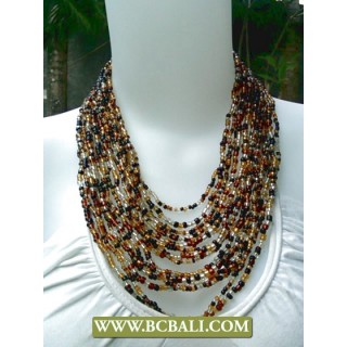 Multi Strand Beaded coloring Necklace with Buckle